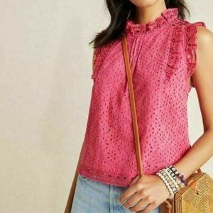 Anthropologie Maeve Tilly Eyelet Sleeveless Shirt